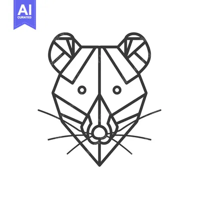 Aset premium populer: Geometric Line Art Illustration of a Mouse's Head