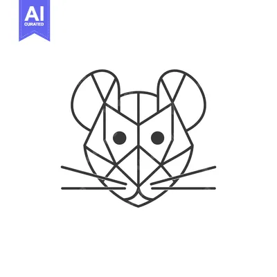 Aset desain premium: Geometric Line Art Illustration of a Mouse's Head