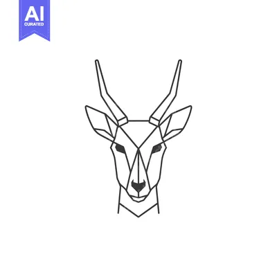 Aset premium populer: Geometric Line Art Illustration of an Antelope's Head