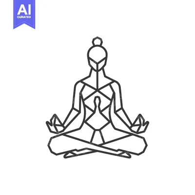 Aset premium populer: Geometric Line Art Illustration of a Person in a Yoga Pose