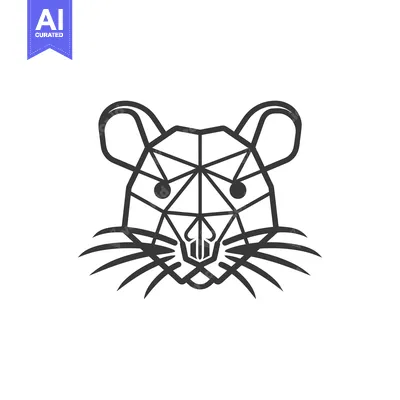 Aset premium populer: Geometric Line Art Illustration of a Rat's Face