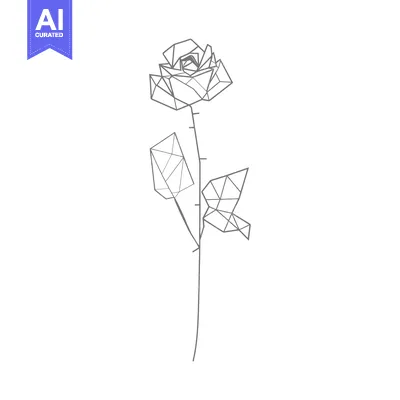 Premium design asset: Geometric Line Art Illustration of a Single Rose
