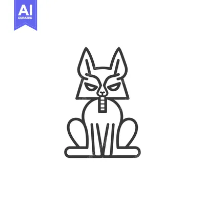 Aset premium populer: Geometric Line Art Illustration of a Sitting Cat