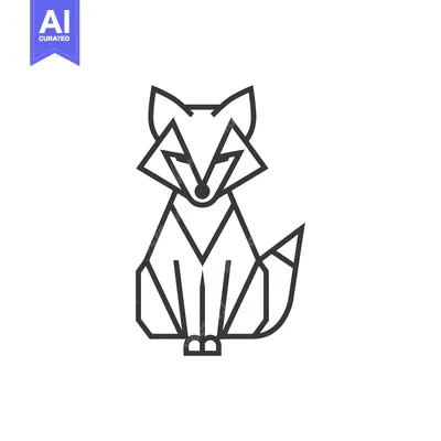 Aset premium populer: Geometric Line Art Illustration of a Sitting Fox