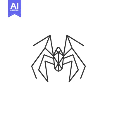 Aset desain premium: Geometric Line Art Illustration of a Spider