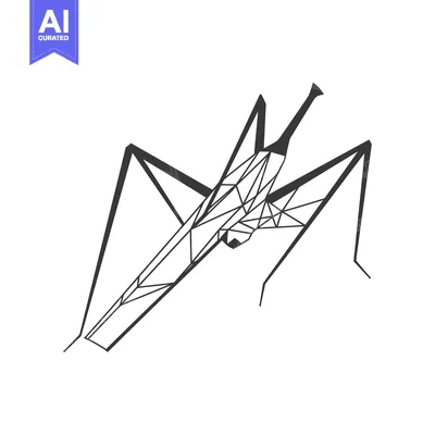 Aset premium populer: Geometric Line Art Illustration of a Stick Insect