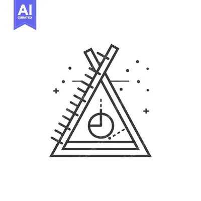 Premium design asset: Geometric Line Art Illustration of a Tent with a Ladder