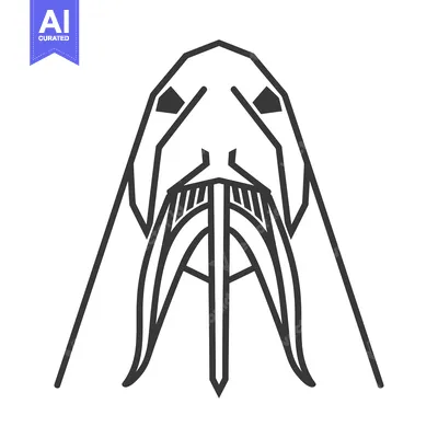 Popular premium asset: Geometric Line Art Illustration of a Walrus with Tusk and Mustache