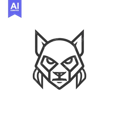 Aset desain premium: Geometric Line Art Illustration of a Wolf's Face