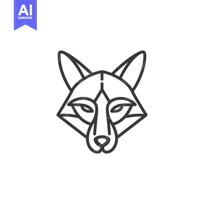Aset desain premium: Geometric Line Art Illustration of a Wolf's Head