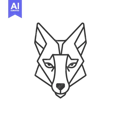 Aset premium populer: Geometric Line Art Illustration of a Wolf's Head