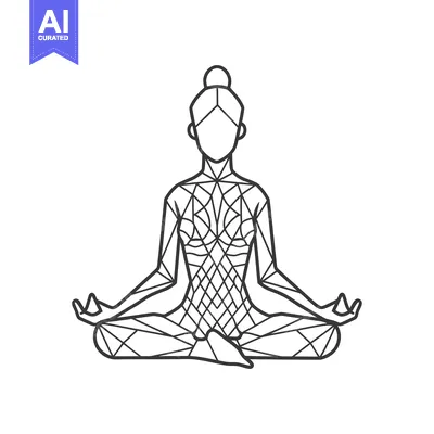 Aset premium populer: Geometric Line Art Illustration of a Woman in a Yoga Pose