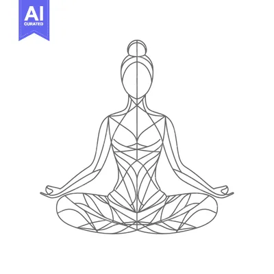 Aset premium populer: Geometric Line Art Illustration of a Woman in a Yoga Pose