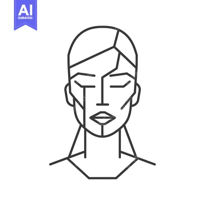 Aset desain premium: Geometric Line Art Illustration of a Woman's Face
