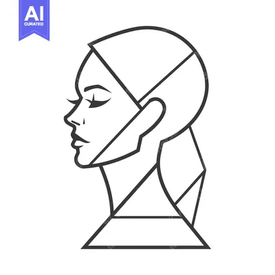 Premium design asset: Geometric Line Art Illustration of a Woman's Profile