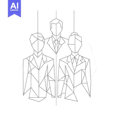 Aset premium populer: Geometric Line Art Illustration of Three Business People