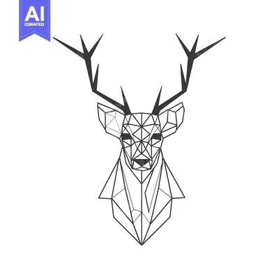 Premium design asset: Geometric Line Art of a Deer Head