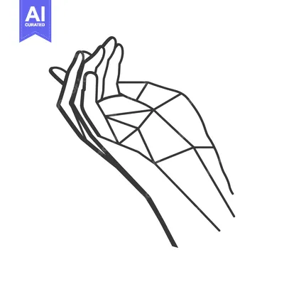 Premium design asset: Geometric Line Art of a Hand with Fingers Open
