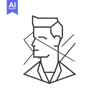 Premium design asset: Geometric Line Art Portrait of a Man's Face