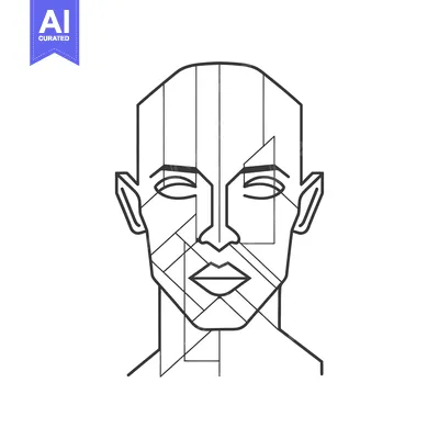 Aset premium populer: Geometric Line Art Portrait of a Person with Closed Eyes