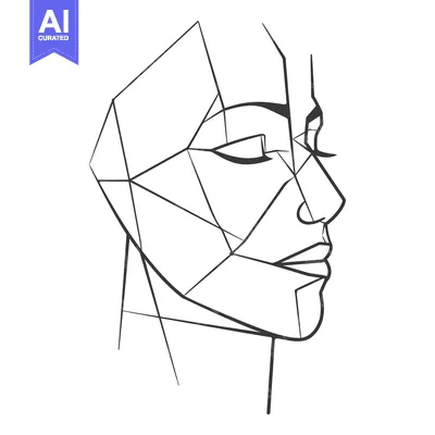 Aset premium populer: Geometric Line Art Portrait of a Woman's Face