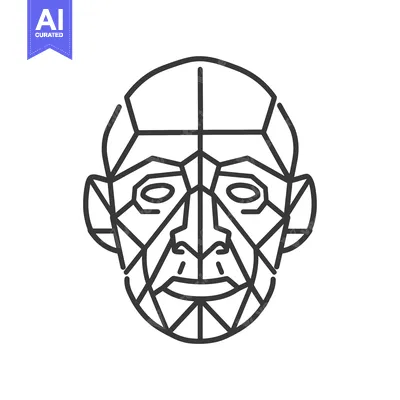 Aset desain premium: Geometric Line Art Representation of a Human Face