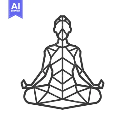 Aset premium populer: Geometric Line Art Representation of a Person in a Yoga Pose
