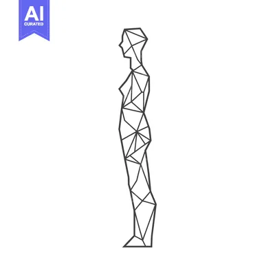 Aset desain premium: Geometric Line Art Silhouette of a Human Figure