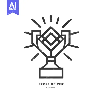 Aset desain premium: Geometric Line Art Trophy With Shining Rays
