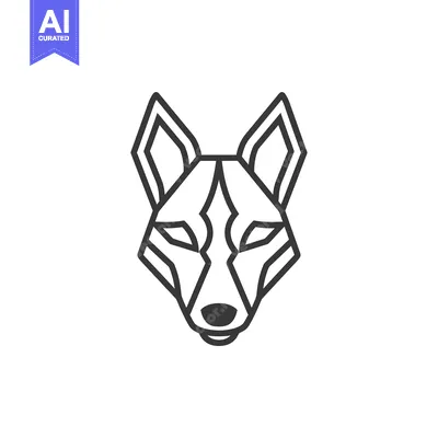 Aset desain premium: Geometric Line Art Wolf Head Icon