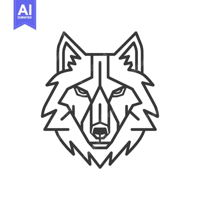 Aset premium populer: Geometric Line Art Wolf Head Illustration