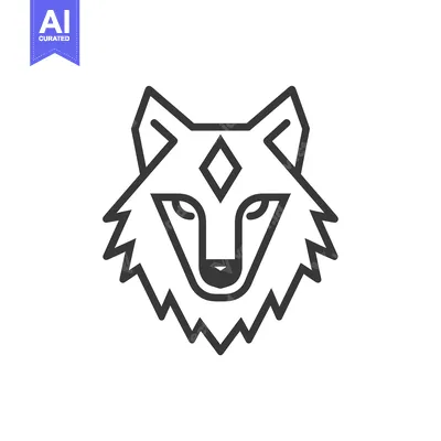 Aset premium populer: Geometric Line Art Wolf Head with Diamond