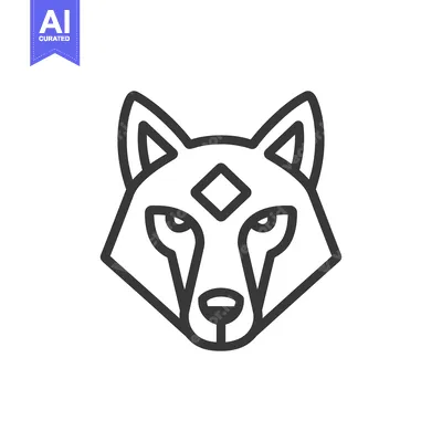 Aset premium populer: Geometric Line Art Wolf Head with Diamond Symbol