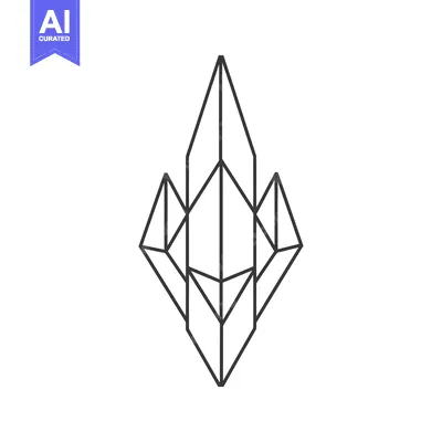 Geometric Line Drawing of a Crystal