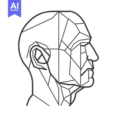Aset premium populer: Geometric Line Drawing of a Human Head in Profile