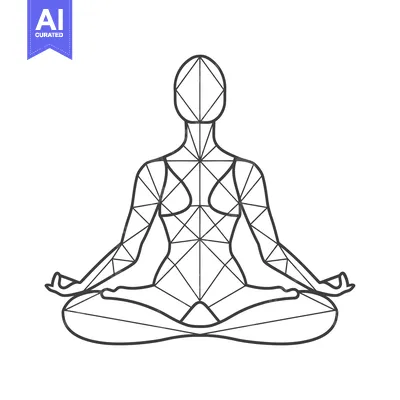 Premium design asset: Geometric Line Drawing of a Person in a Yoga Pose