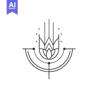 Premium design asset: Geometric Lotus Flower with Abstract Design Elements