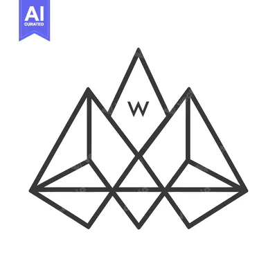 Aset desain premium: Geometric Mountain Design with Letter W Inside