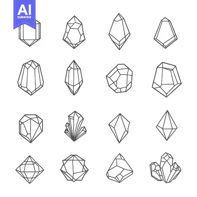 Aset premium populer: Geometric Outline Drawings of Crystal Shapes