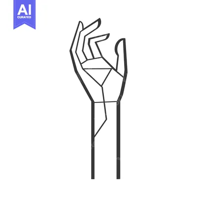 Aset premium populer: Geometric Outline of a Hand in a Grasping Gesture
