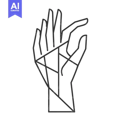 Premium design asset: Geometric Outline of a Hand in a Grasping Gesture
