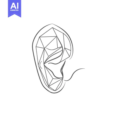 Aset premium populer: Geometric Outline of a Human Ear with a Simple Earlobe