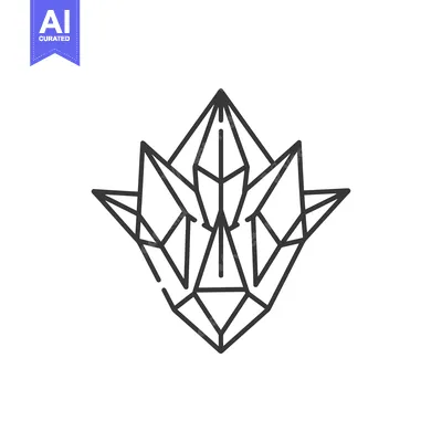Geometric outline of a stylized crystal