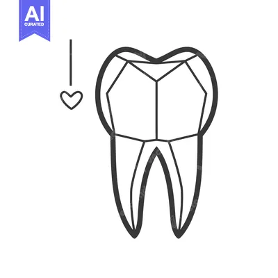 Geometric Outline of a Tooth with a Heart