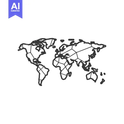 Aset desain premium: Geometric Outline of the World Map