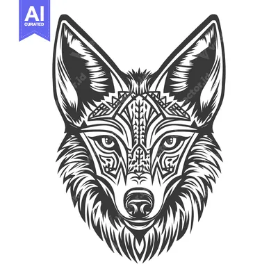 Aset desain premium: Geometric Patterned Wolf Head Illustration