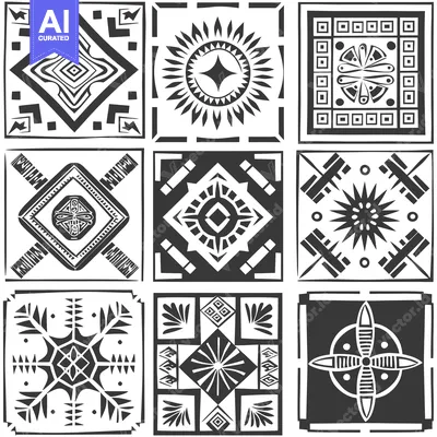 Premium design asset: Geometric Pattern of Nine Black and White Tiles