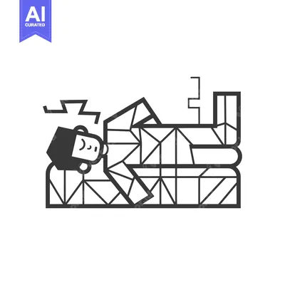 Geometric Person Sleeping in Bed with Zzz's Above Head