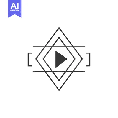 Aset desain premium: Geometric Play Button with Lines and Brackets