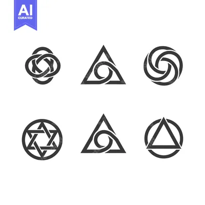 Aset desain premium: Geometric Shapes and Intertwined Lines Design Set